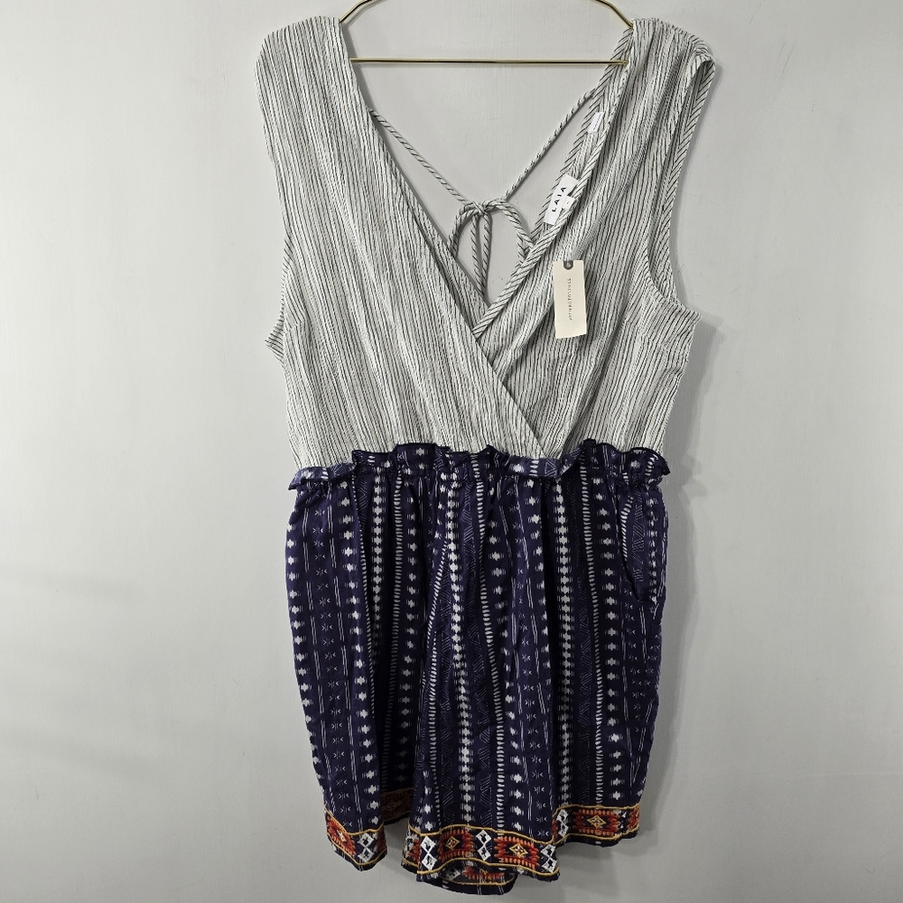 Anthropologie Laia Striped Romper Embroidered Playsuit Shorts Jumpsuit NWT Sz XL - Picture 3 of 15